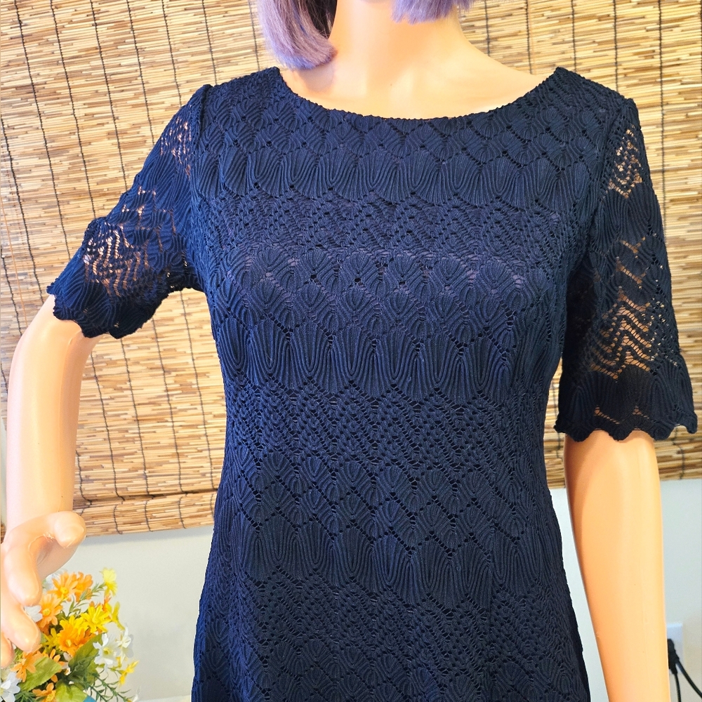 Eliza J Art Deco Patterned Petite Short Sleeve Dress